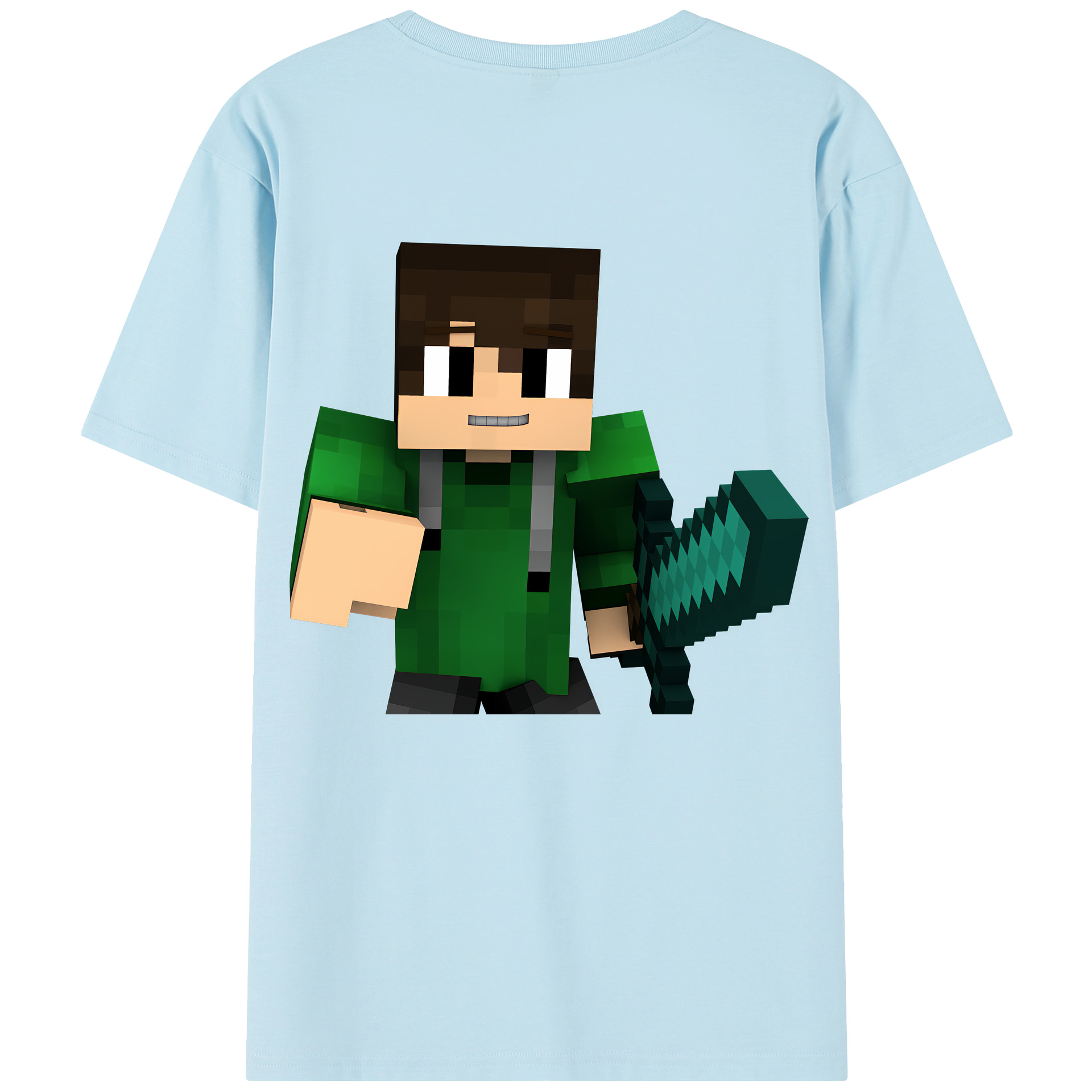 （画像用） マインクラフト ブロックの世界 Minecraft MC Block world 綿100％半袖Tシャツ（背面プリント）